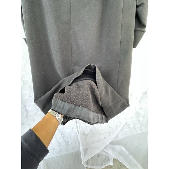 Vintage 50s 60s Long Black Coat 100% Wool Fur Mod Deb Hollywood Glam Retro - Picture 10 of 13